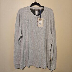 Blend Mens Long Sleeve T-Shirt 3XL Gray Henley Waffle Knit Pullover BHNoble Tee